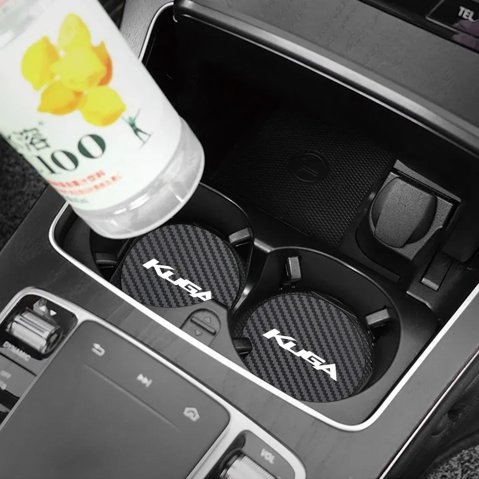 Pre Ford Kuga Mk1 Mk2 Mk3 1 2 3 umývateľná nekĺzavá automat Coaster Coaster Držiteľ uhlíkových vlákien Matky automatické interiérové ​​príslušenstvo