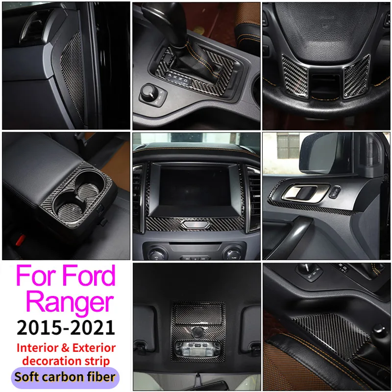 Pre Ford Ranger Wildtrak Centrálna kontrolná prístrojová doska navigáciu volantu Interiér dekoratívne nálepky príslušenstvo