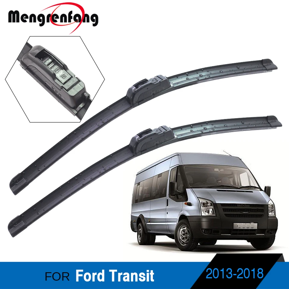 Pre Ford Transit Custom Tourneo Courier Car Front Screen Wiper Blades J Hook & Pinch Tab & Push Button Arms 2013-2018