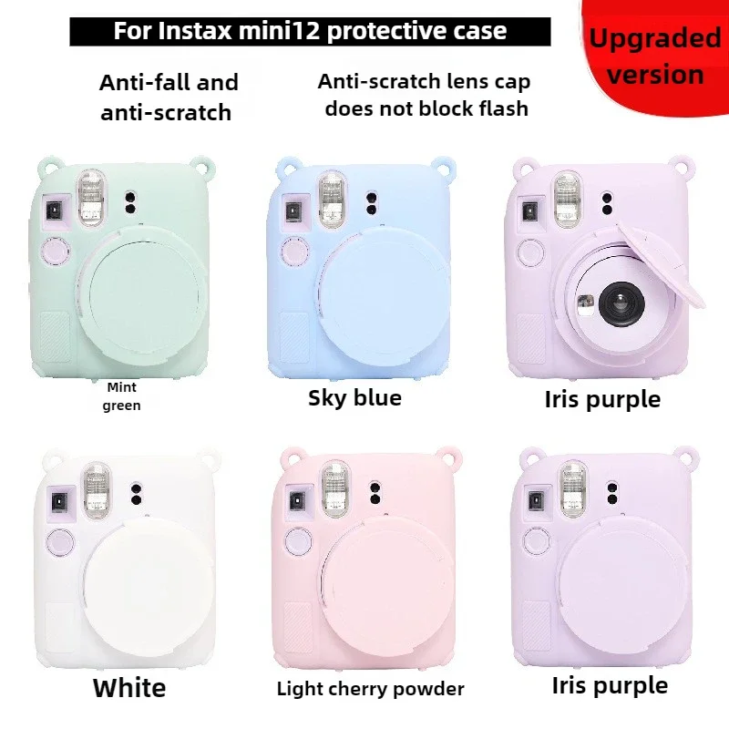 Pre Fujifilm Instant Mini12 Camera Silikone Ochranné puzdro Soft Shell Camera Bag Anti-Scratch Cover Cover Cover pre Instax Mini 12