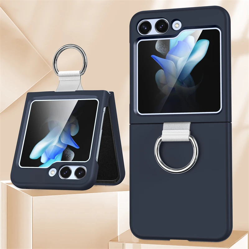 Pre Galaxy Z Flip 6 5 4 3 puzdro proti nárazu nepriestrelného brnenia so zadným krytom držiak prsteňa pre Samsung Z Flip 5 Zflip6 5G Flip4 Tvrdé puzdrá
