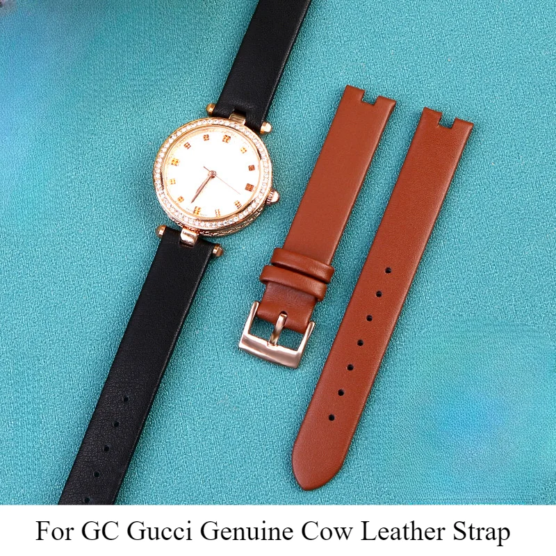 Pre GC Gucci YA1414 YA1415 Elastic Pohodlné originálne hodinky pre kravu pre ženy s konkávnym rozhraním 12x4 14x4mm