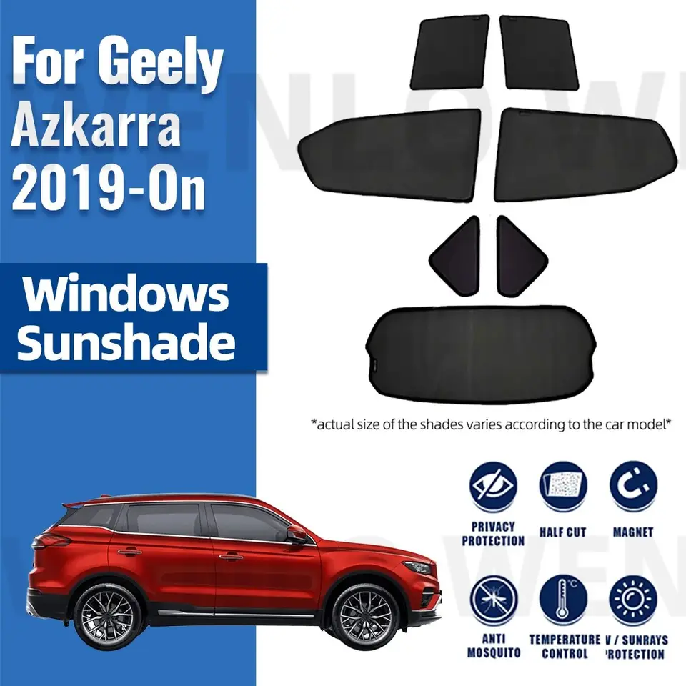 Pre Geely Azkarra 2019 2020 2021 2022 2023 2024 Magnetický automobil Sunshade Visor predné zadné zadné čelné sklo bočné okno Slnko slnečné okno