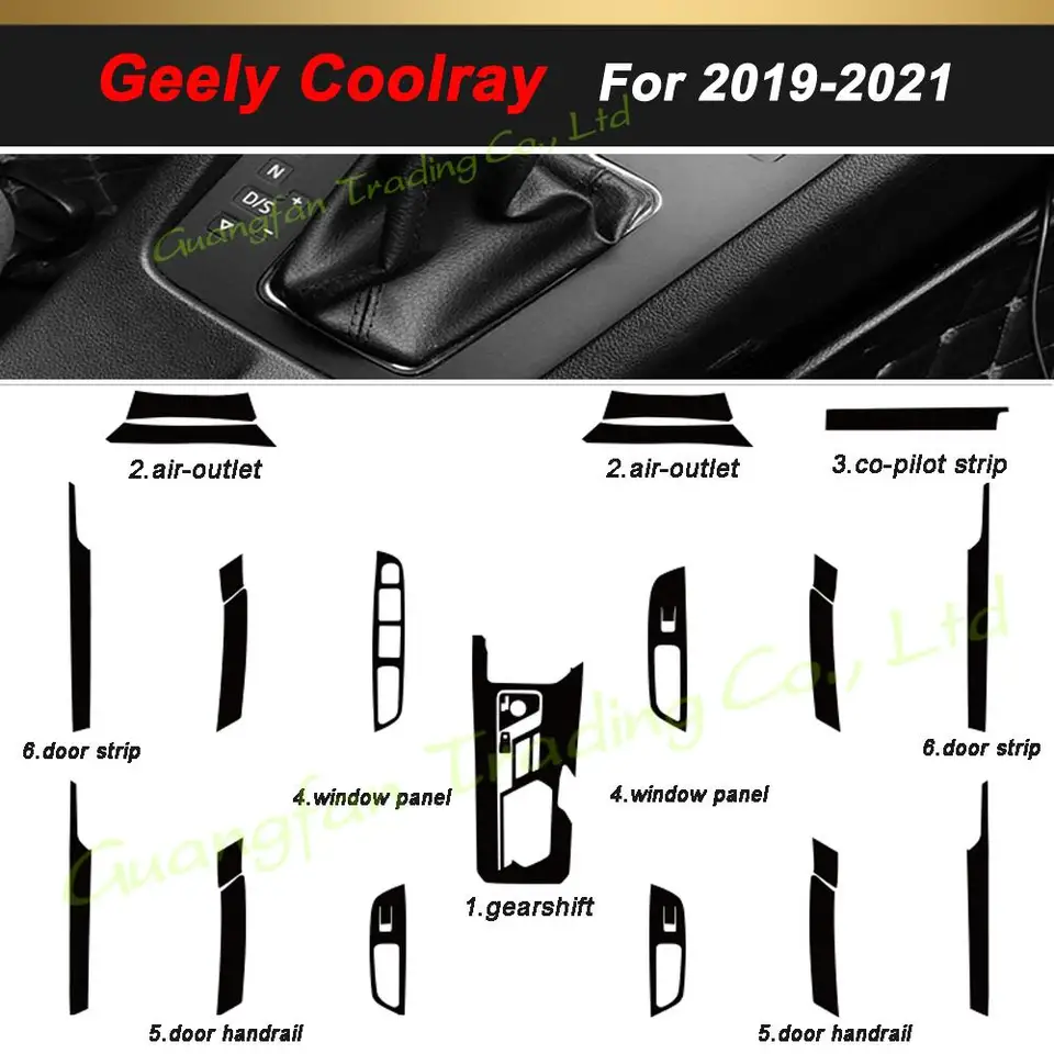 Pre Geely Coolray 2019-2021 3D/5D uhlíkové vlákno Interiér Cover Cover Center Console Color nálepky nálepky Výrobky Príslušenstvo diely