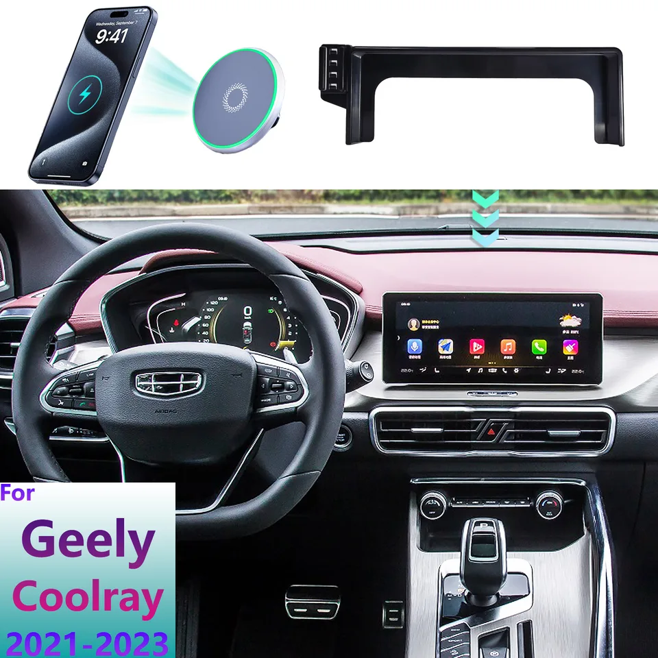 Pre Geely Coolray 2021 2022 2023 Držiak telefónu Magnetické Magsafe Wireless Carging Car Mobile Phone Con Screen Base