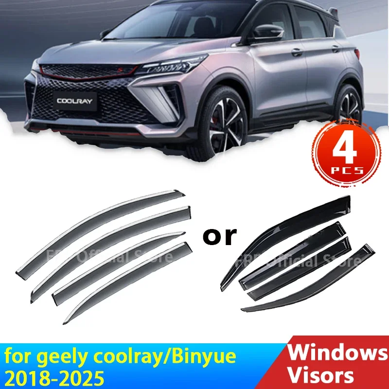 Pre Geely Coolray 2024 2023 2018-2025 SX11 Binyue Proton X50 Doplnky DEFLECTORY Car Windowa Visk Wind Sun Shield Guards