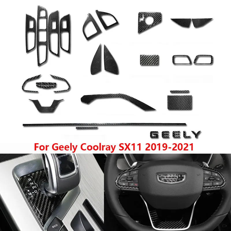 Pre Geely Coolray SX11 2019-2021 Protón X50 Interiérový volant prevodový panel Klimatizačný vývod výstupu Orezanie dekoratívnych nálepiek