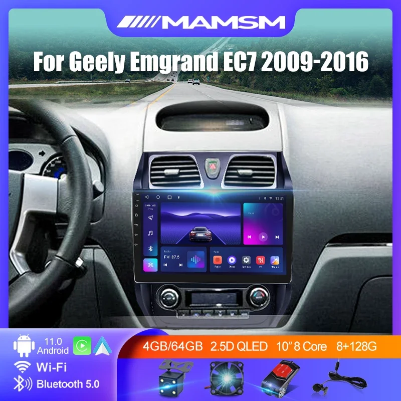 Pre Geely Emgrand EC7 1 2009 - 2016 2K QLED Android 12 Auto Radio Multimedia Video Player 4G WiFi GPS AI Voice CarPlay Head Unit