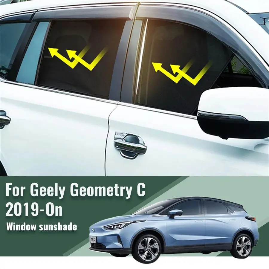 Pre Geely Geometry C 2019-2024 Magnetické auto Sunshades predné zadné zadné sklo Slepá záclona detské bočné okno Slnko