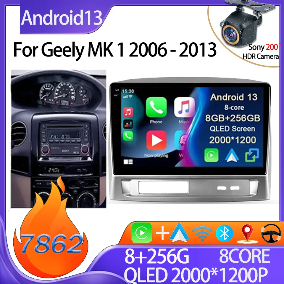 Pre Geely Mk 1 2006 - 2013 CAR Radio Stereo Android Radio Radio Multimedia Video Player DSP WiFi Zadná kamera HDR QLED