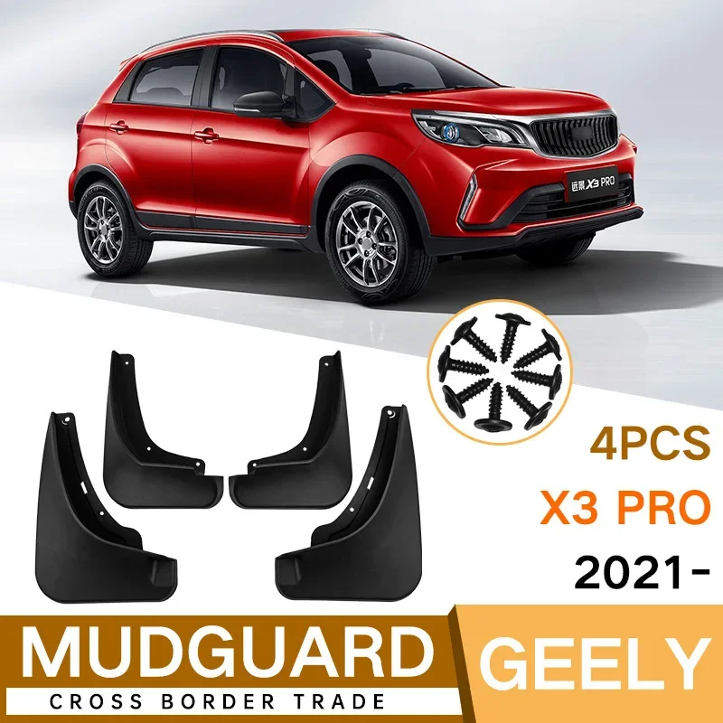 Pre Geely X3 Pro 2021 Black Car Mudguard znižujte prach odolné voči pneumatikám Automobily Tools Tools