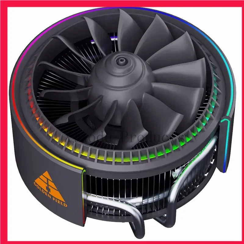 Pre Golden Field Motor Tichý ventilátor RGB Full Color 4 Copper Tube CPU Radiator Podporuje LGA775 115X 1366 1200 Core i3 i5 i7 AMD
