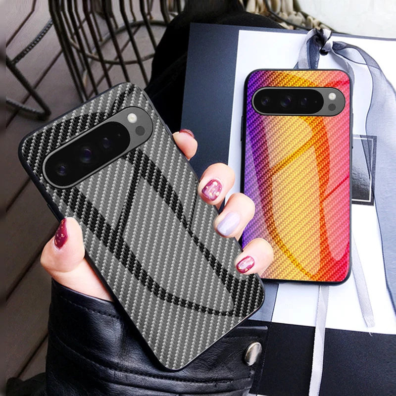 Pre Google Pixel 9 Pro XL Pase uhlíkové vlákno Temperované sklo kryt skla pre Google Pixel 8a 9 Pro XL Shock -odolný nárazník Funda