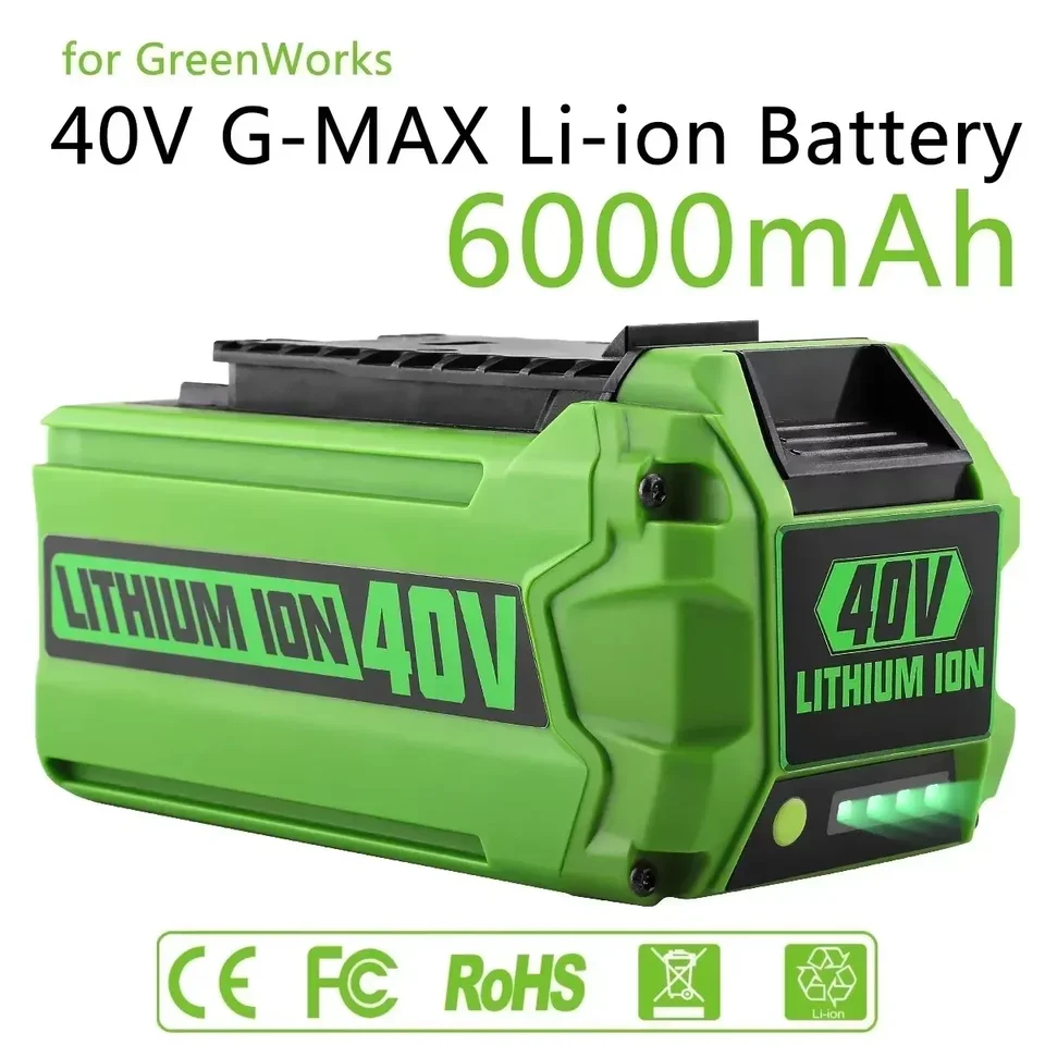 Pre GreenWorks 40 V batérie 6AH GreenWorks G-Max Li-ion Výrobná batéria Výmena batérie pre elektrické náradie kosačky na trávu