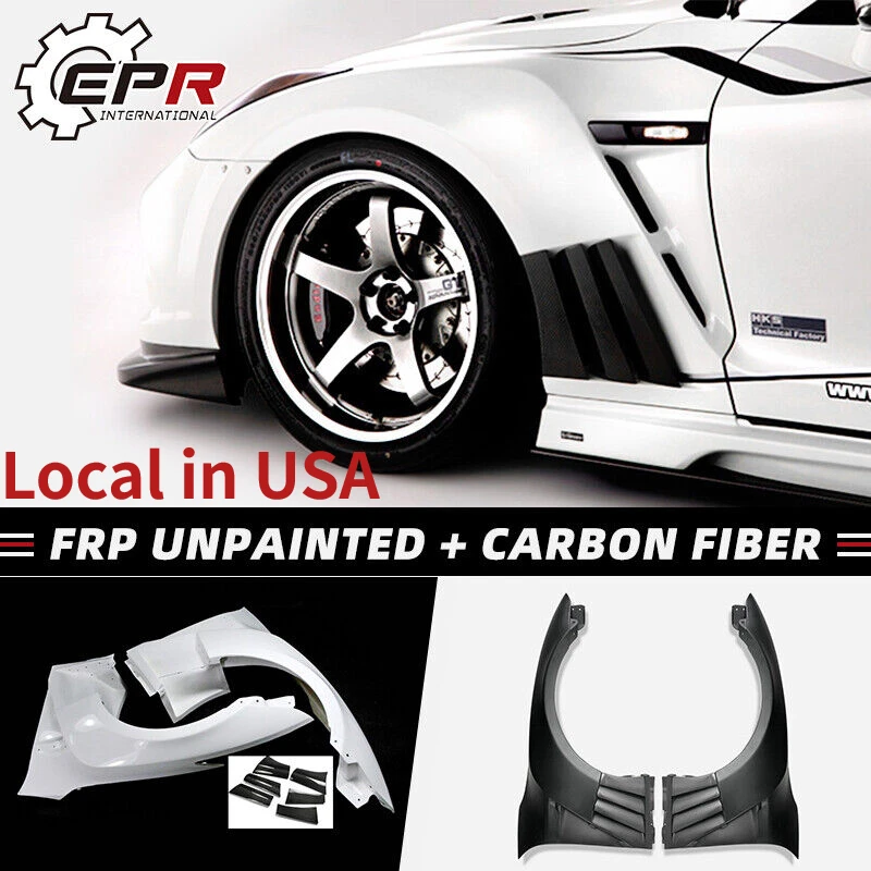 Pre GT-R R35 2013 Ver VRS VRS Fiber Glass Glass predný blatník s uhlíkovou plutvou R35 FRP 13ver FLARE R35 GTR Tuning Body Kit
