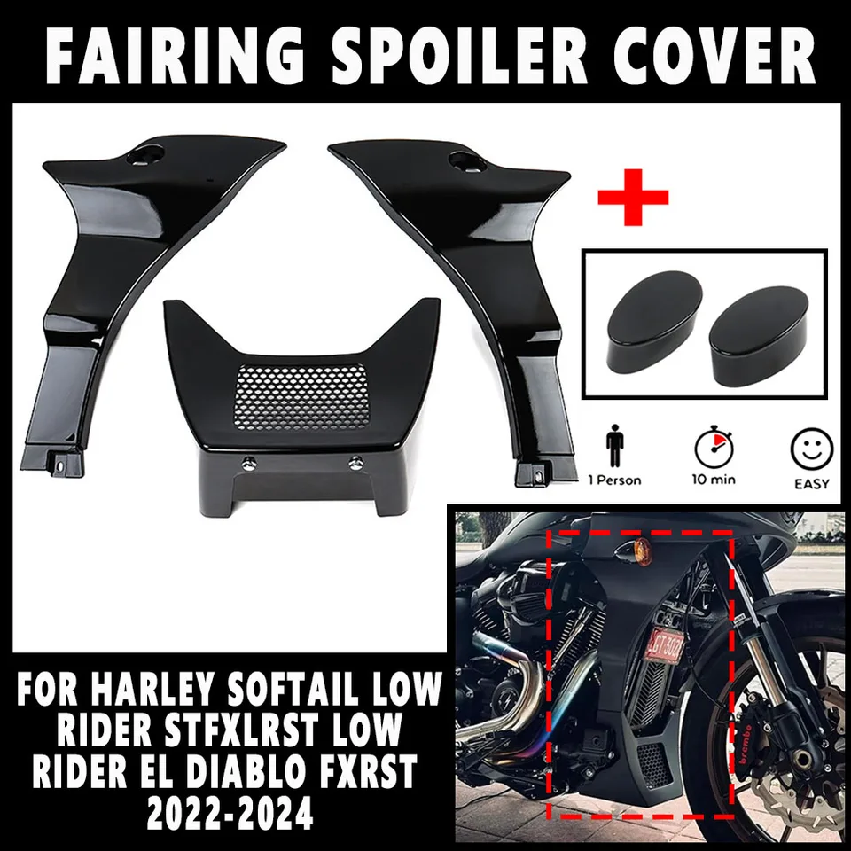 Pre Harley Softail Low Rider St Fxlrst Low Rider El Diablo FXRST 2022-2024Accessory Čierna bočná dekorácia Dávka motocykla