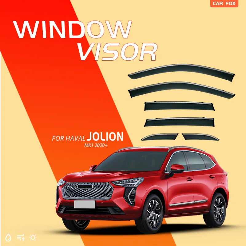 Pre Haval Jolion 2020-2024 Doplnky okien jasných pásov Svetlé pásové deflektory Visk Dažďové ochranné dvere Venk