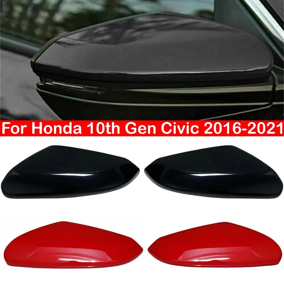 Pre Honda 10. Gen Civic 2016-2021 Výmena vozidla Vzhľad bočného zrkadla Kryt krytého krytu krídla vonkajšia dvere zadné pohľady Čierna Čierna