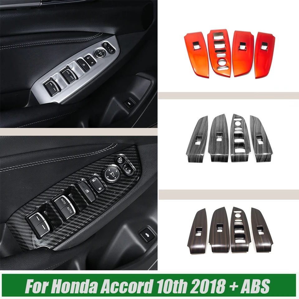 Pre Honda Accord 10. 2018-2022 ABS Matte/Carbon Dvery Dvery Dvere Glass Ovládací spínač Panel Panel Tink Styling Príslušenstvo