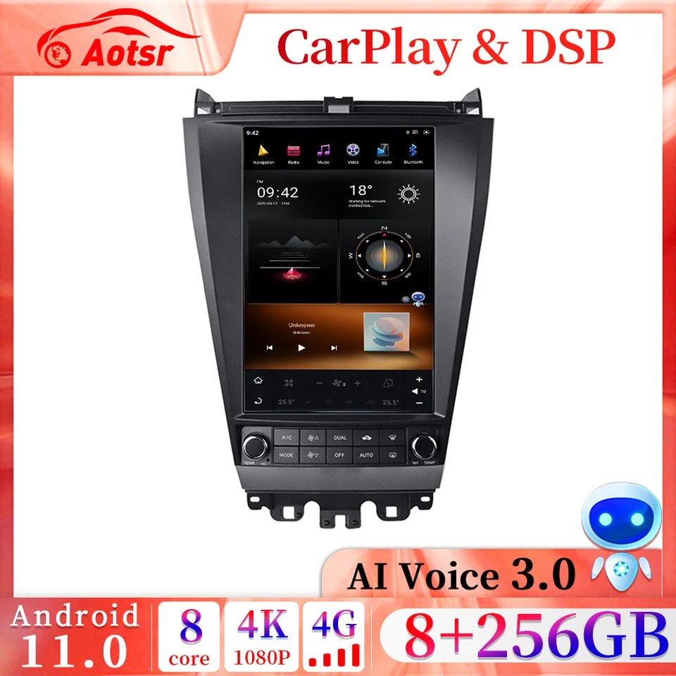 Pre Honda Accord 2003+ Tesla Android 13 Car Radio Player GPS navigácia Auto stereofónne multimediálne video hlavy DSP CarPlay 4G SIM SIM