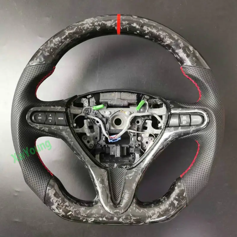Pre Honda City Fit na mieru na mieru 100% volant z uhlíkových vlákien s kožou