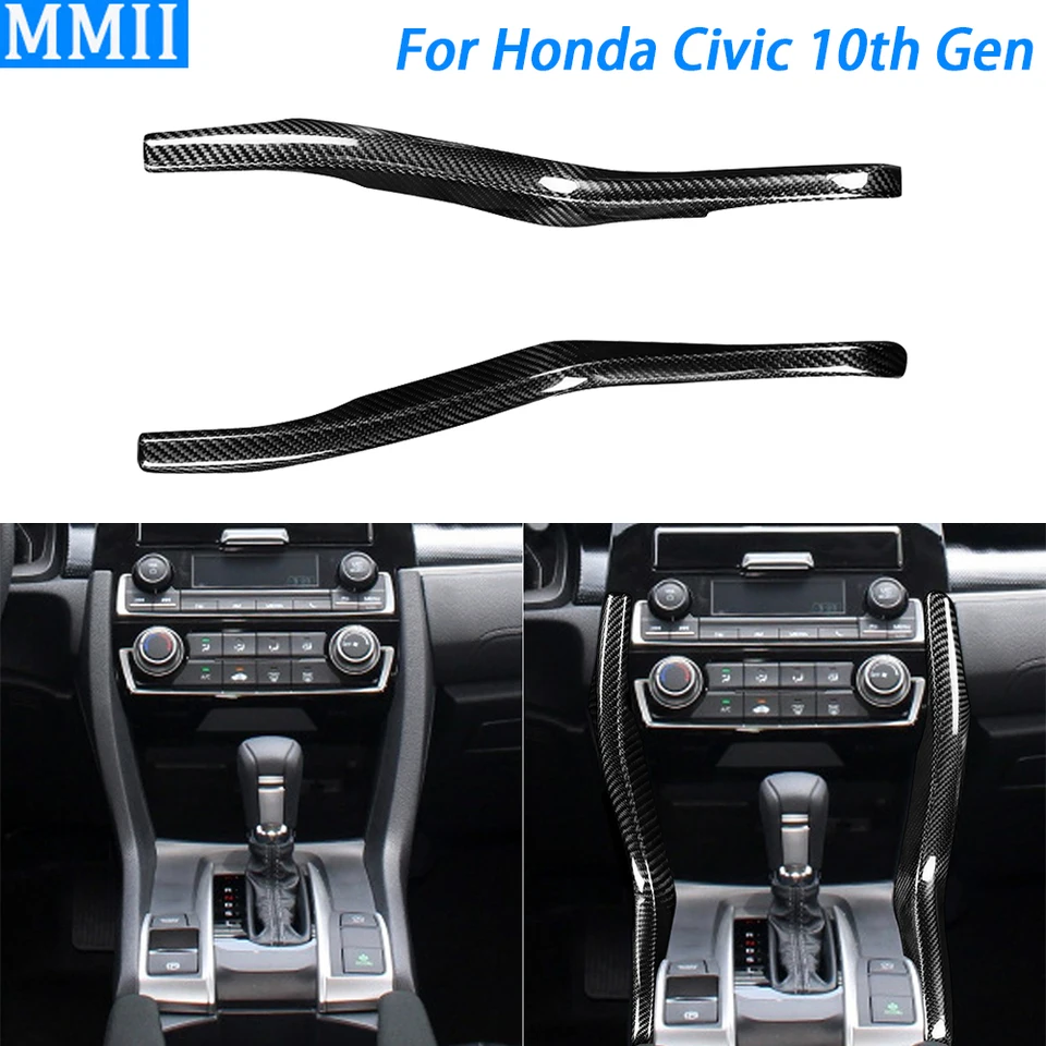 Pre Honda Civic 10. Gen MK X MK10 2016-2021 Skutočné suché uhlíkové vlákno Ship Ship Center Console Panel Cover Auto Príslušenstvo
