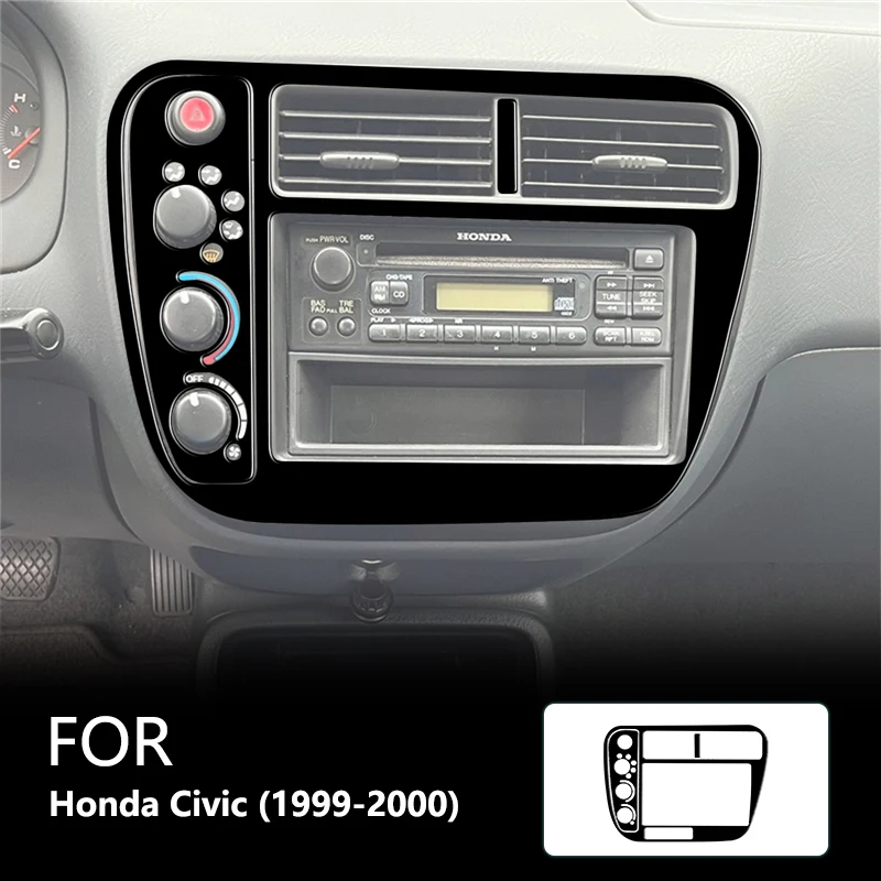 Pre Honda Civic 1999 2000 Center Dash Console úplne nový ABS Gloss Black ochrana nálepiek automobilov