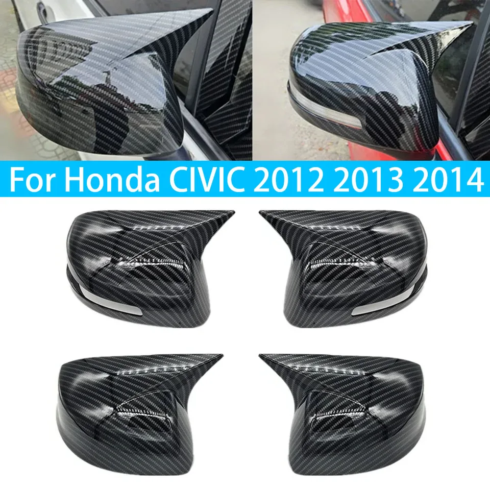 Pre Honda Civic 2012 2013 2014 2014 Kryt Cover Cover Cover Cover Cover Cover Krípovanie vonkajšej nálepky Zadné pohľady Zadné puzdro Časť Čierne uhlíkové vlákno Čierne