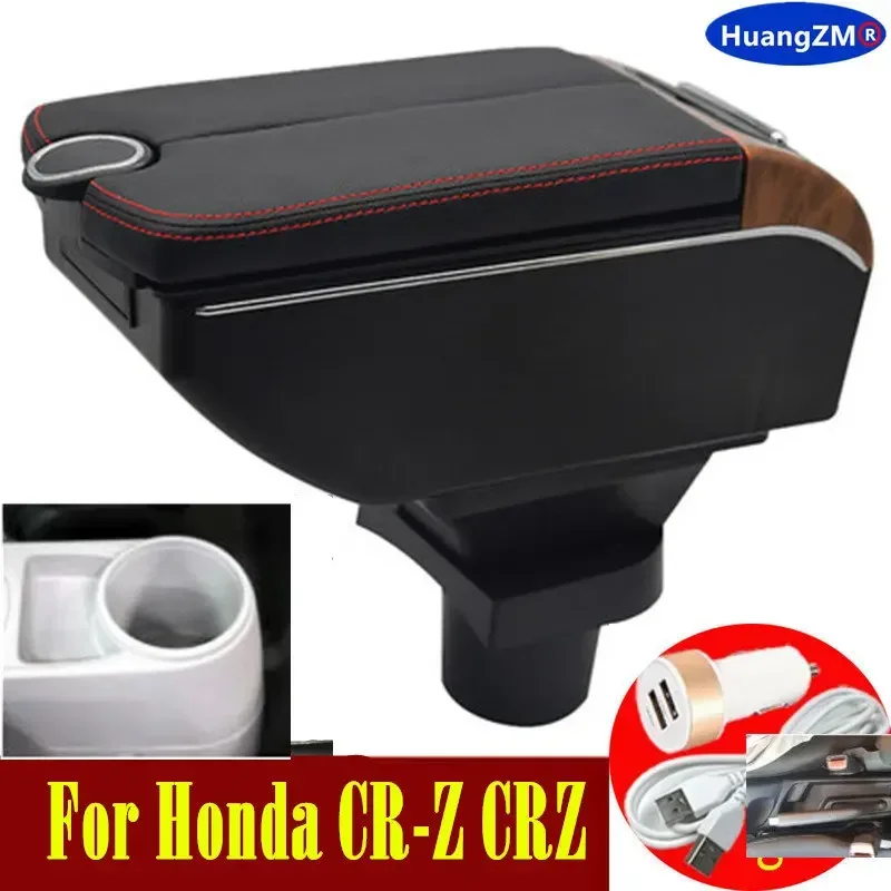 Pre Honda Cr-Z CRZ Lieteť na lakťové krabice Dvojité dvere Otvorené 7USB Center Console Storage Box Rast REST