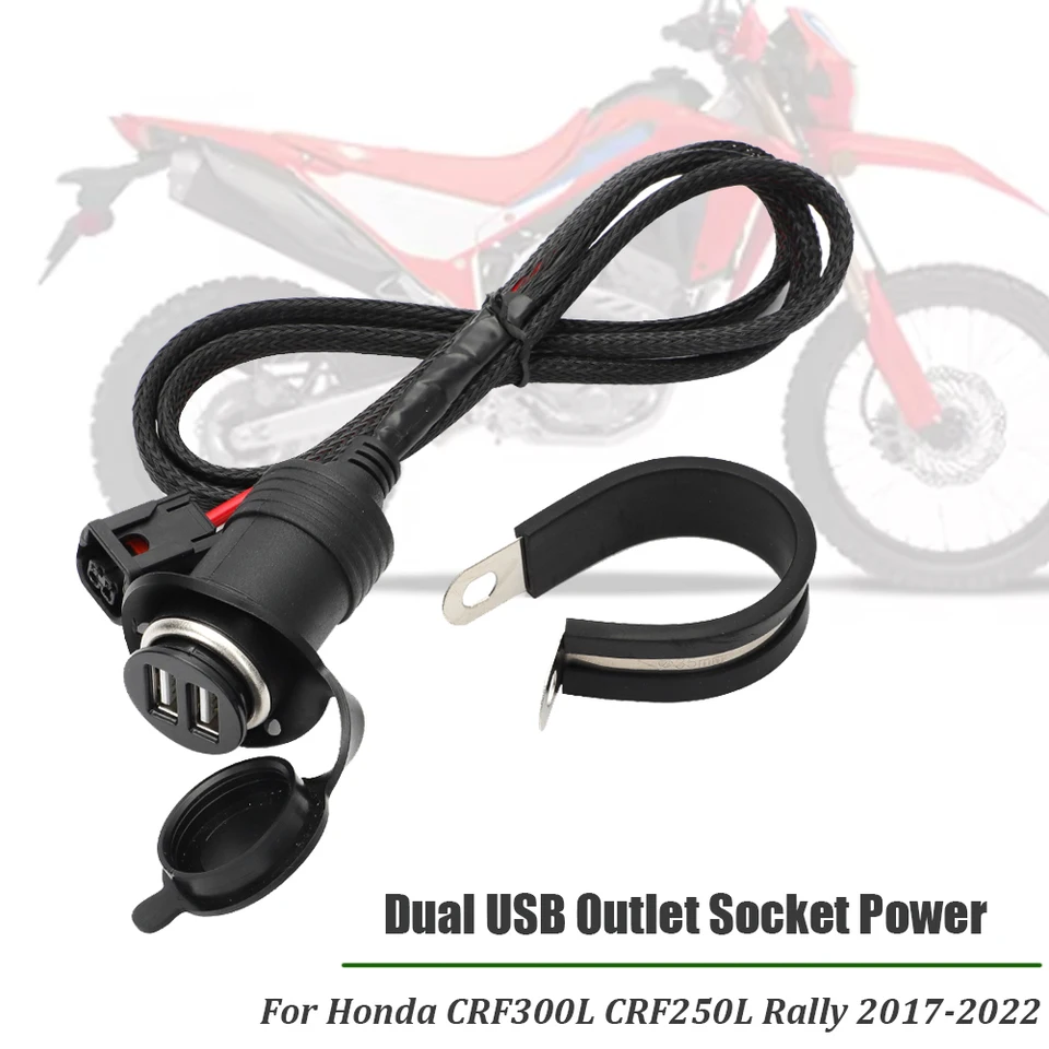 Pre Honda CRF300L CRF250L RALLY 2017-2022 DUAL USB Outlet Socket Socket Power Port Plug and Play Kit