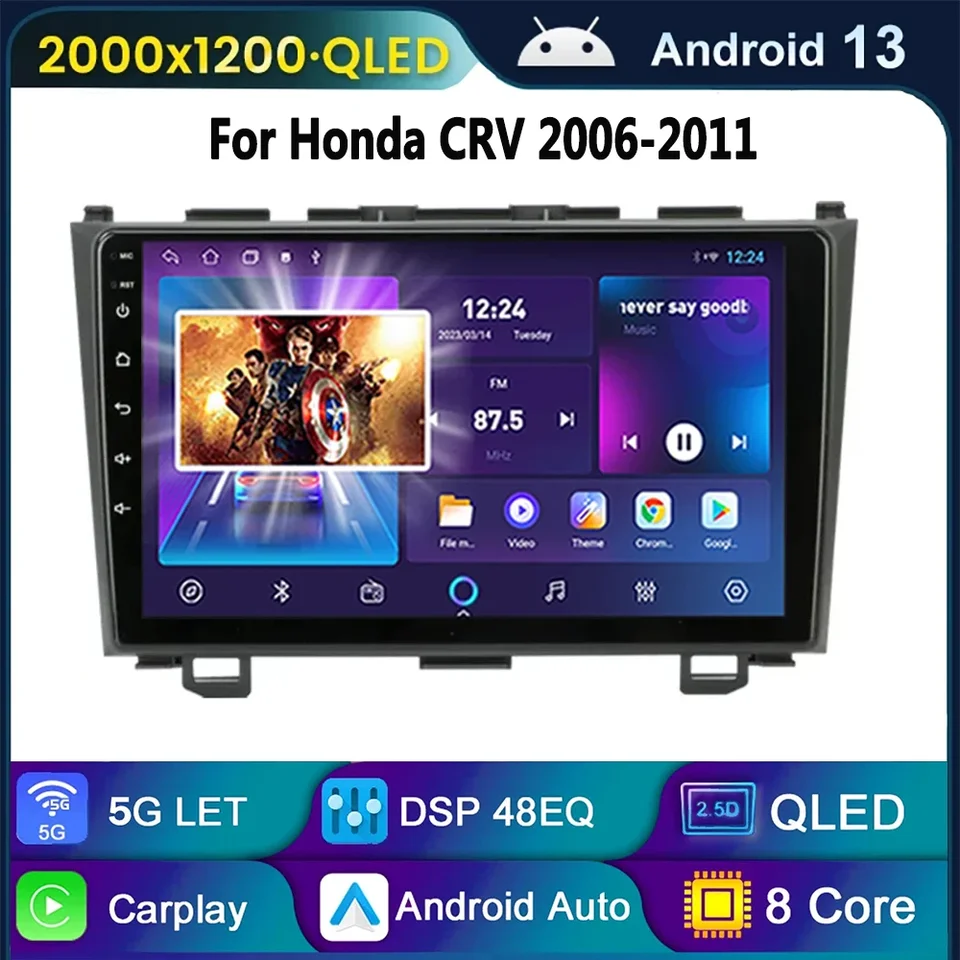 pre Honda CRV CR-V 2006 2007 2008 2009 2011 2011 Android 13 Auto Radio GPS 2DIN STEREO WIFI AUTOM RÁDIO RÁDIOUM Player 9