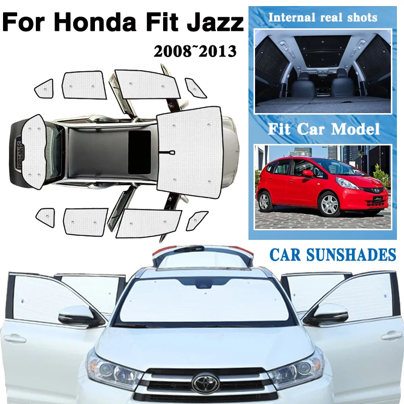 Pre Honda Fit Jazz 2008 2009 2011 2011 2013 ~ 2013 GE GG Anti-UV auto Full Window Sunshades Car Automatické kryty Automatické príslušenstvo Automatické doplnky