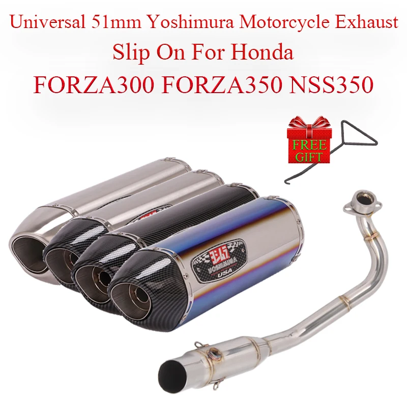 Pre Honda Forza300 FORZA350 NSS350 350 300 Plný systém Yoshimura Motocykel výfukového kanála DB Killer Escape Front Mid Link Pipe Pipe