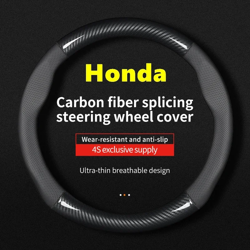 Pre honda volant kryt kožené z uhlíkových vlákien Sreering Cover Fit Civic Accord Jazz Stream CRV HRV URV Vezel
