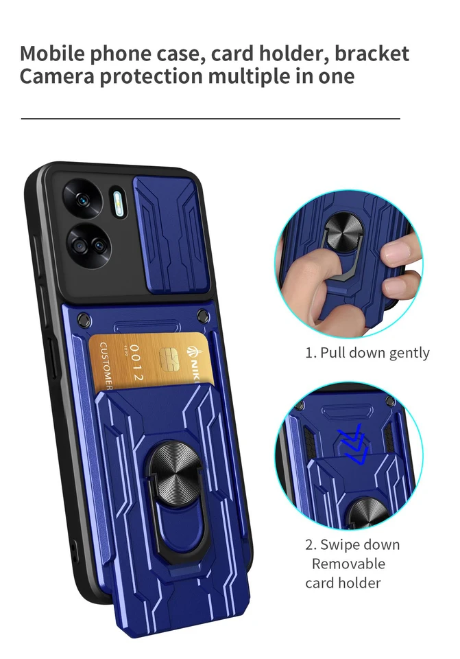 Pre Honor 90 Lite 5G Držiteľ držiaka karty Shock odolný voči cti 90Lite 5G Stand Magnetic Ring Camera Vojenský zadný kryt