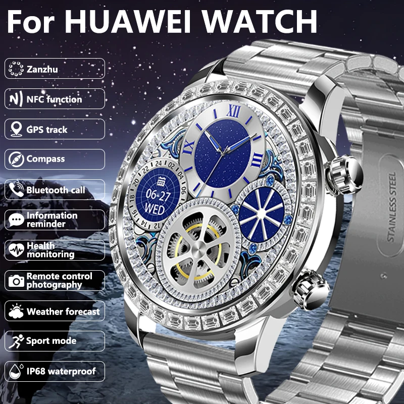Pre Huawei GPS Sports Smart Watch Men 1,52 palca AMOLED HD SCRON NFC Compass Health Health Monitor Nepremokavé inteligentné hodinky