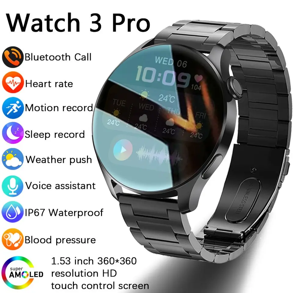 Pre Huawei GT3 Pro Men 1,53 palca Smart Watch Bluetooth HD Call Sport Mode Health Monitorovanie IP67 Vodotesné inteligentné hodinky Ženy