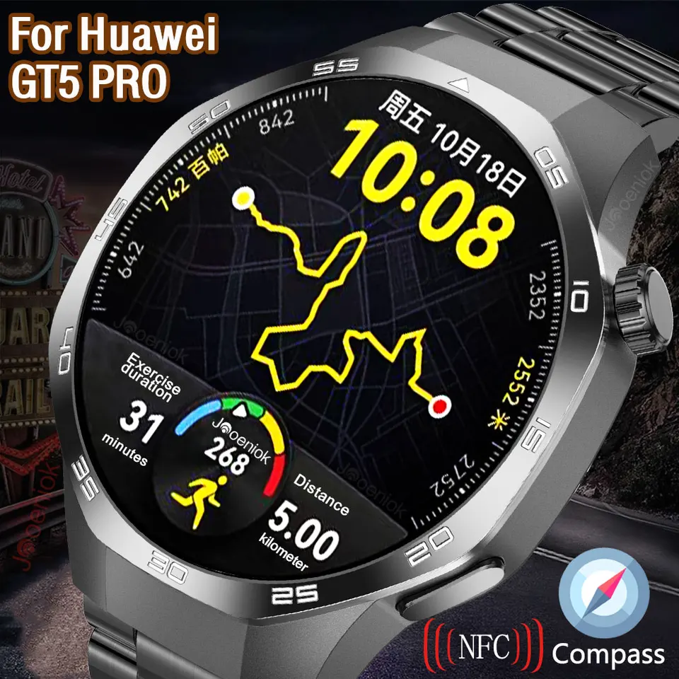 Pre Huawei GT5 Pro Smart Watch GPS Track Compass NFC 360*360 Screen Health Monitor Sports Weproof Bt Call Smartwatch pre mužov