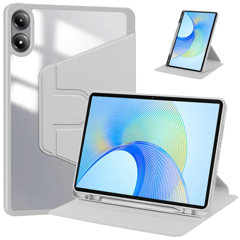 Pre Huawei Honor Pad 8 puzdro s držiteľom ceruzky 360 Rotujúca akrylová číra zadná kniha Stand Cover pre Honor Pad 8 12 