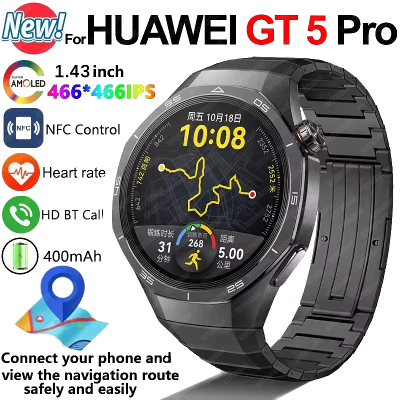 Pre Huawei Telefón Watch GT5 Pro Smart Watches HD AMOLED SCREE NFC GPS Tracker Bluetooth CALL ZDRAVIE ZDRAVOTNÉ MOONTING HODELY MEN Ženy