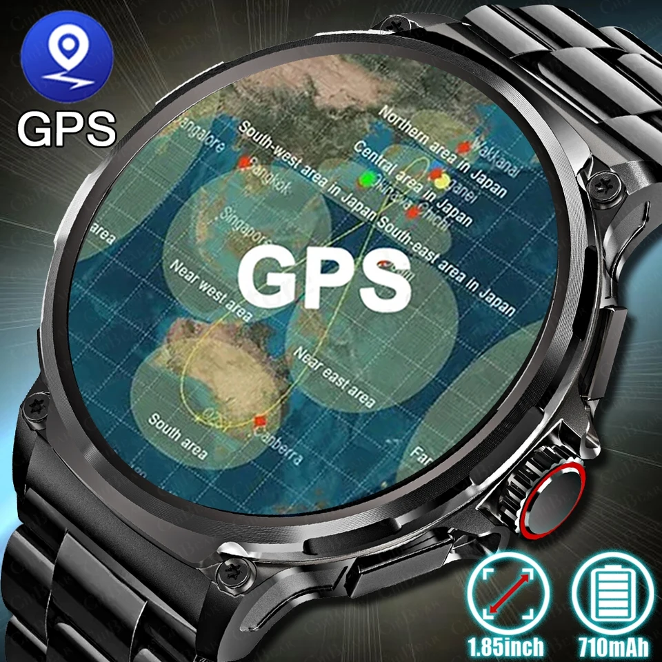 Pre Huawei Xiaomi New GPS Sports Smart Watch Men 710 MAH batéria 400+Dials Fitness Tracker 1,85 palca Bluetooth Call Smartwatches