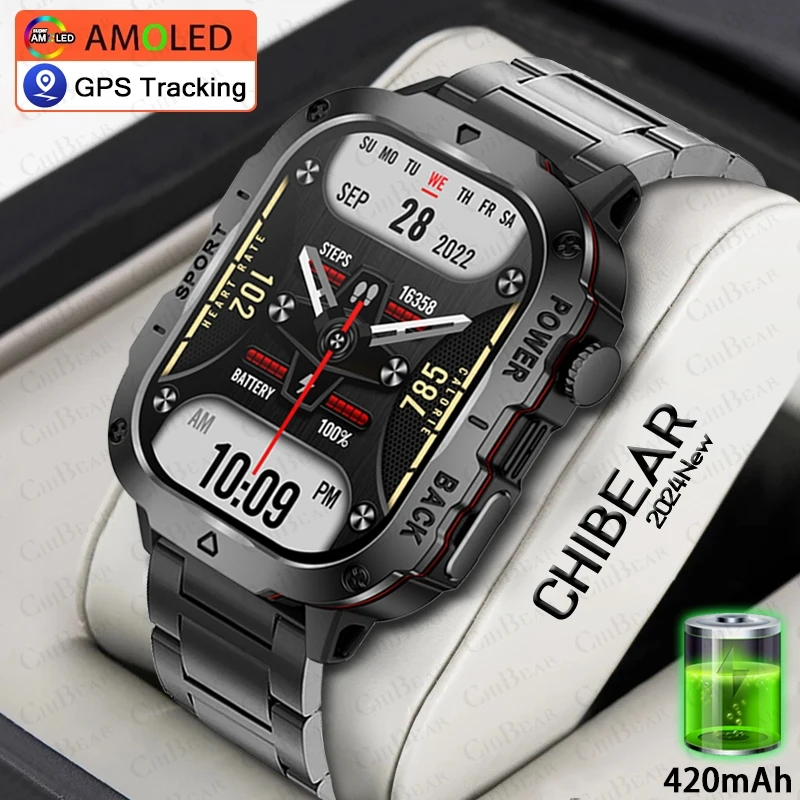 Pre Huawei Xiaomi nový 2,01 palca Men Smartwatch Men Heart Fitness Weproof Sports Bluetooth volajte vojenské vonkajšie inteligentné hodinky