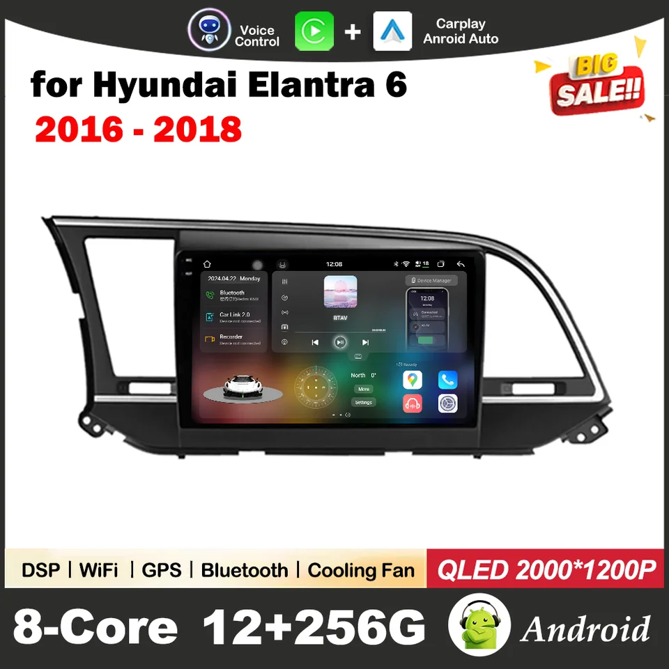 pre Hyundai Elantra 6 2016 2017 2018 2018 Android OS Car Radio Video Multmedia Player Wireless CarPlay DSP Stereo WiFi+4G IPS