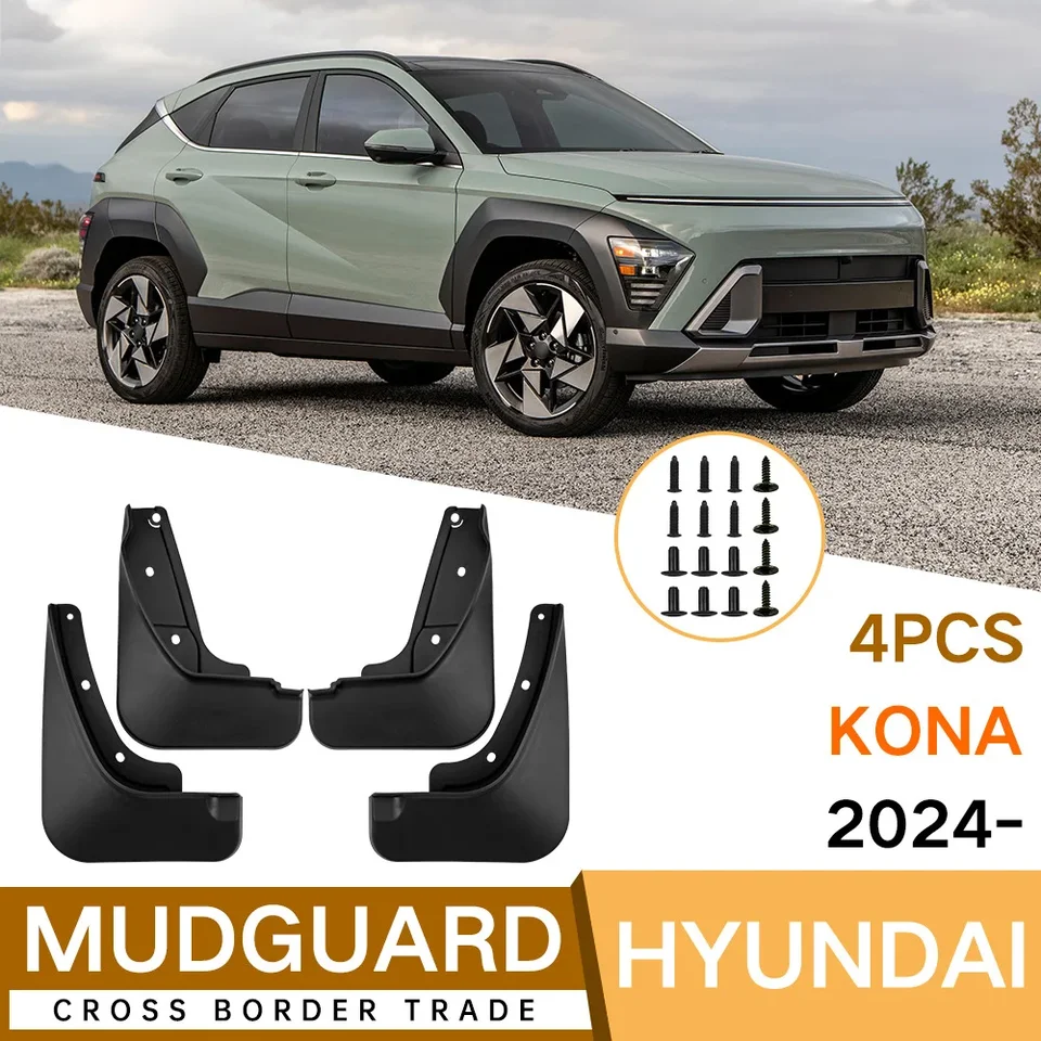 Pre Hyundai Kona 2024 Black Car Mudguard redukujte prach odolné voči pneumatikám