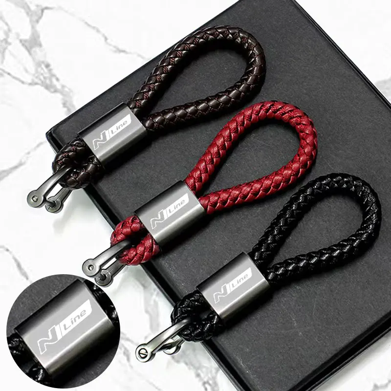 Pre Hyundai nline i30 i40 ix 35 kupé tucson sonata elantra kona auto car príslušenstvo vlastné logo spletené lano keyring kovové kľúče