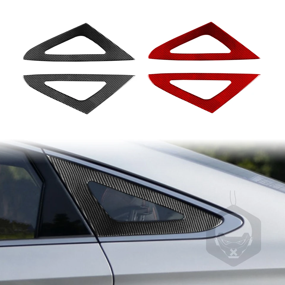Pre Hyundai Sonata 2015 - 2017 Skutočné uhlíkové vlákno Zadné okno Trangle Panel Cover Trun Sticker Interior Decanrative Accessories