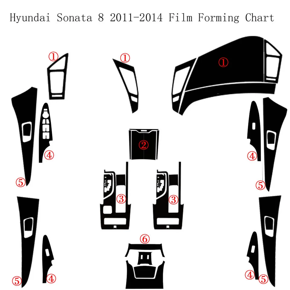 Pre Hyundai Sonata 8 2011-2014 Interiér Centrálny ovládací panel rukoväť 5D nálepky na nálepky na uhlíkové vlákna