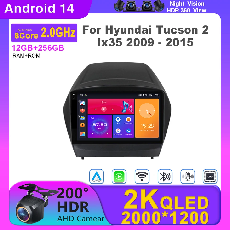 Pre Hyundai Tucson 2 IX35 2009 - 2015 Android Car Wireless CarPlay Android Auto Car Intelligent Systems č. 2 DIN 2DIN DVD