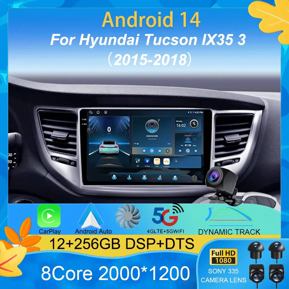Pre Hyundai Tucson/IX35 3 2015-20184g CarPlay DSP 2DIN Android 14.0 Rádio Radio Multimedia Video Player Navigation GPS GPS