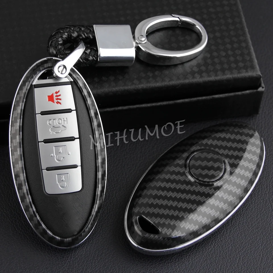Pre infiniti Nissan Diaľkový kľúč FOB Case Case Cover Case Uhlíkové vlákno Q30 Q60 Q60 Q70 QX50 QX60 QX70 QX80 Rogue Sentra Altima Juke